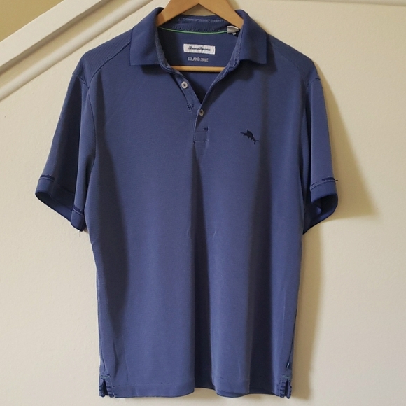 Tommy Bahama Distressed Blue Polo Shirt - Picture 1 of 8